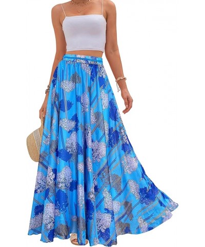 Women Full/Ankle Length Blending Maxi Chiffon Long Skirt Beach Skirt A-blue $17.60 Skirts