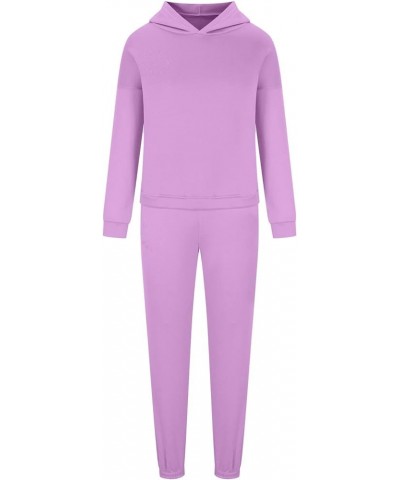 Women's Workout Outfits 2 Pieces Jogger Tracksuit Long Sleeve Tops Plus Size High Waist Pants Sweat Suits Hpurple $15.92 Acti...
