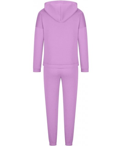 Women's Workout Outfits 2 Pieces Jogger Tracksuit Long Sleeve Tops Plus Size High Waist Pants Sweat Suits Hpurple $15.92 Acti...