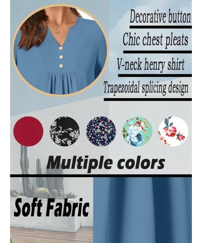 Womens Short Sleeve Summer Tunic Tops Dressy Chiffon Blouse Henley Shirts 2024 Casual Pullover Taro Purple $10.81 Tops