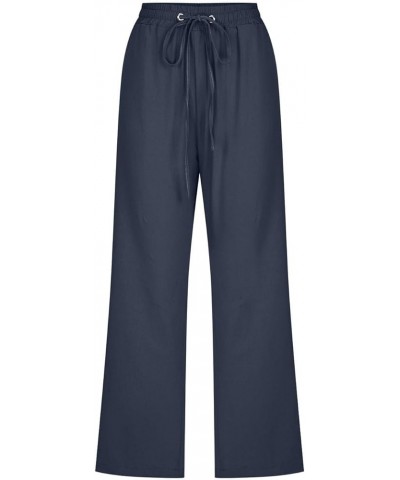 Capri Pants for Women High Waisted Wide Leg Leggings Lightweight Summer Fashion Linen Cropped Trousers with Pockets 2-navy $8...