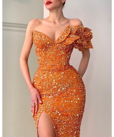One Shoulder Sequin Prom Dresses Mermaid Strapless Bodycon Formal Party Evening Gown Wine Red $42.62 Dresses