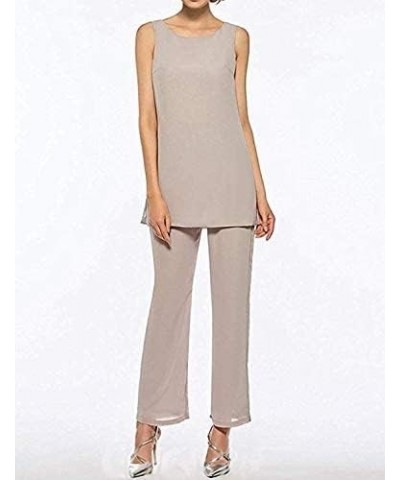 Mother-of-The-Bride-Pantsuits Lace Wedding Chiffon - Sleeves Formal Pantsuits for Women Long Chiffon Formal Gowns Silver $37....