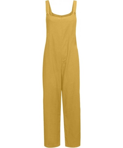 Plus Size Jumpsuits for Women Sleeveless Casual Romper Adjustable Strap Loose Summer Trendy Overalls with Pockets 7 Yellow $1...