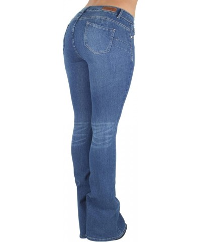 Jack David H&Y Women's 70s Trendy Sexy Rhinestone Studded Flare Fitted Bell Bottom Denim Jeans Blue Distressed N677c $16.79 J...