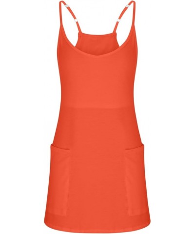 Short Summer Dress for Women Strappy Athletic Romper Hot Shot Mini Dress Workout Onesie Outfits with Pockes 2023 J033-orange ...