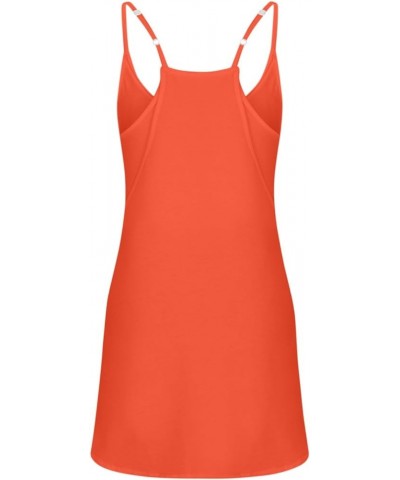 Short Summer Dress for Women Strappy Athletic Romper Hot Shot Mini Dress Workout Onesie Outfits with Pockes 2023 J033-orange ...
