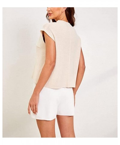 Women's Two Piece Sweater Outfits Knit Pullover Top and Loose Shorts Sweatsuits Lounge Sets Apricot $18.28 Activewear