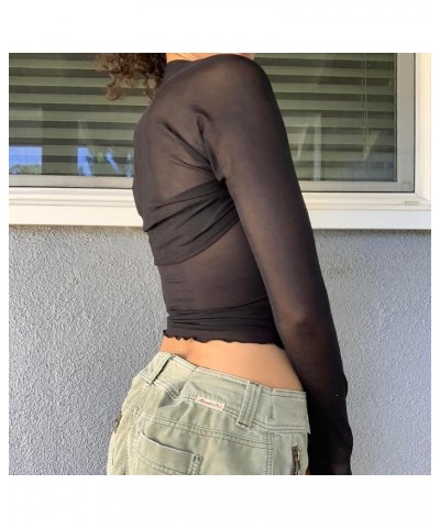 Women 2 Piece Cutout Top Long Sleeve Crop Shrug Tops Strapless Tube Top Sexy Backless Shirt 2PC Shrugs Sets Mesh Black $10.19...