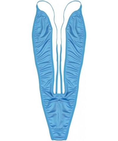 Womens One-Piece Sling Shot G-String Thong Monokini Micro Bikini Teddy Bodysuit Swimsuit Bathing Suit Blue $9.69 Swimsuits