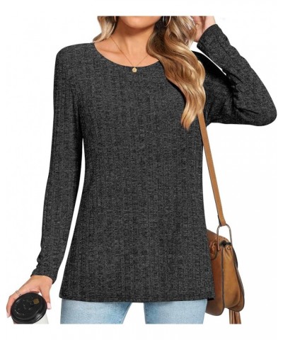 2024 Women's Fall Winter Tunic Tops Long Sleeve Casual T-Shirts Soft Comfy Elastic Shirt Tee Loose Basic Blouse Black $10.50 ...