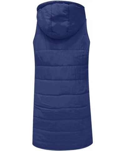 Plus Size Womens Quilted Puffer Vest Sleeveless Hooded Winter Warm Jacket Side Zipper Hem Long Padded Outerwear Navy $12.54 V...