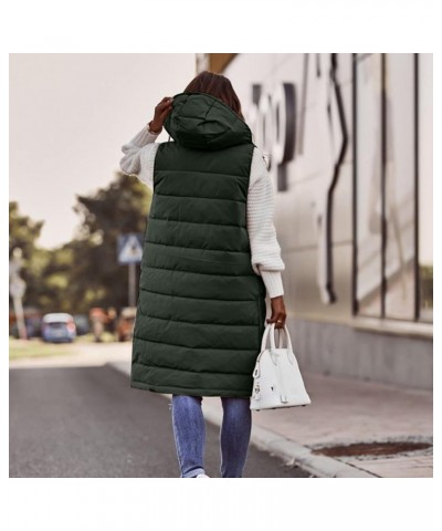 Womens 2023 Fall Reversible Vests Sleeveless Fleece Jacket Zip Up Hoodie Pockets Long Warm Winter Coat Outerwear S-5XL Green-...