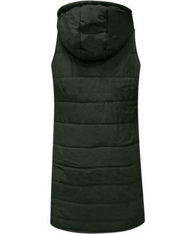 Womens 2023 Fall Reversible Vests Sleeveless Fleece Jacket Zip Up Hoodie Pockets Long Warm Winter Coat Outerwear S-5XL Green-...