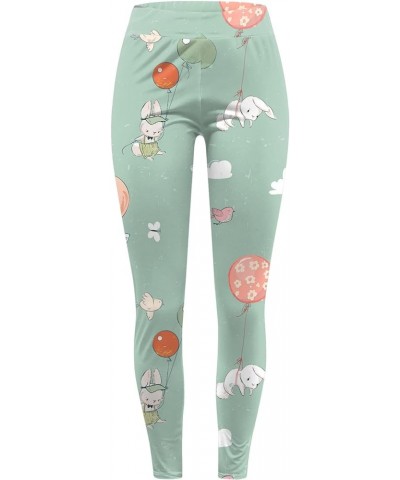 Leggings for Women Easter Day Non See-Through Yoga Pants Rabbit Eggs Print Stretch Black Gym Fitness Girl Sport Active Zx03-m...
