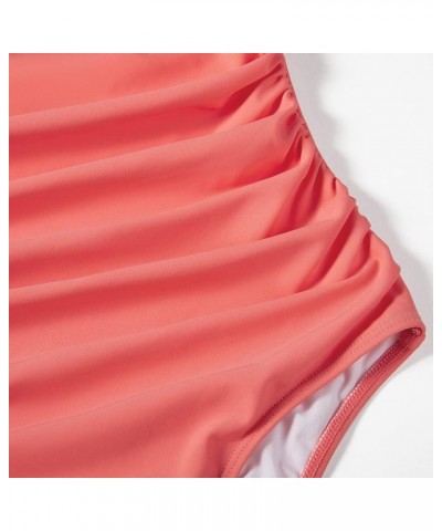 Women Sexy Halter 1 Piece Swimsuit Slimming Tummy Control Bathing Suits 1 Coral Pink $20.99 Swimsuits