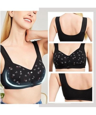 3 Pack Bras for Women Plus Size Daisy Bras for Older Women Front Closure Wireless Sports Bras Comfortable Everyday Bras D-pin...