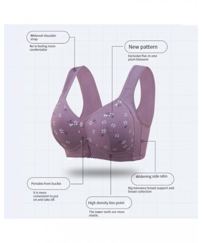 3 Pack Bras for Women Plus Size Daisy Bras for Older Women Front Closure Wireless Sports Bras Comfortable Everyday Bras D-pin...