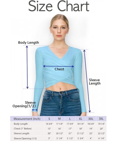 Women's Long/Short Sleeve Deep V Neck Cross Wrap Crop Surplice Top Black_2330 $11.12 Blouses