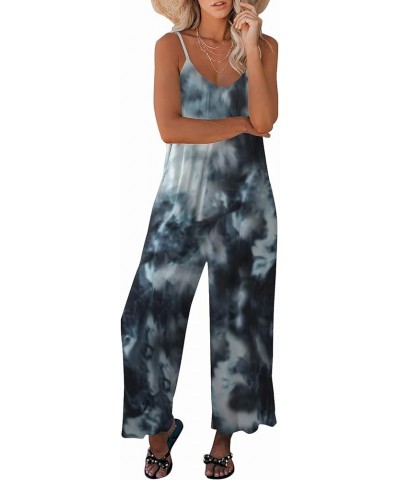 Womens Casual Sleeveless Strap Loose Adjustable Jumpsuits Stretchy Long Pants Romper with Pockets 02 Tie Dye a $15.96 Jumpsuits