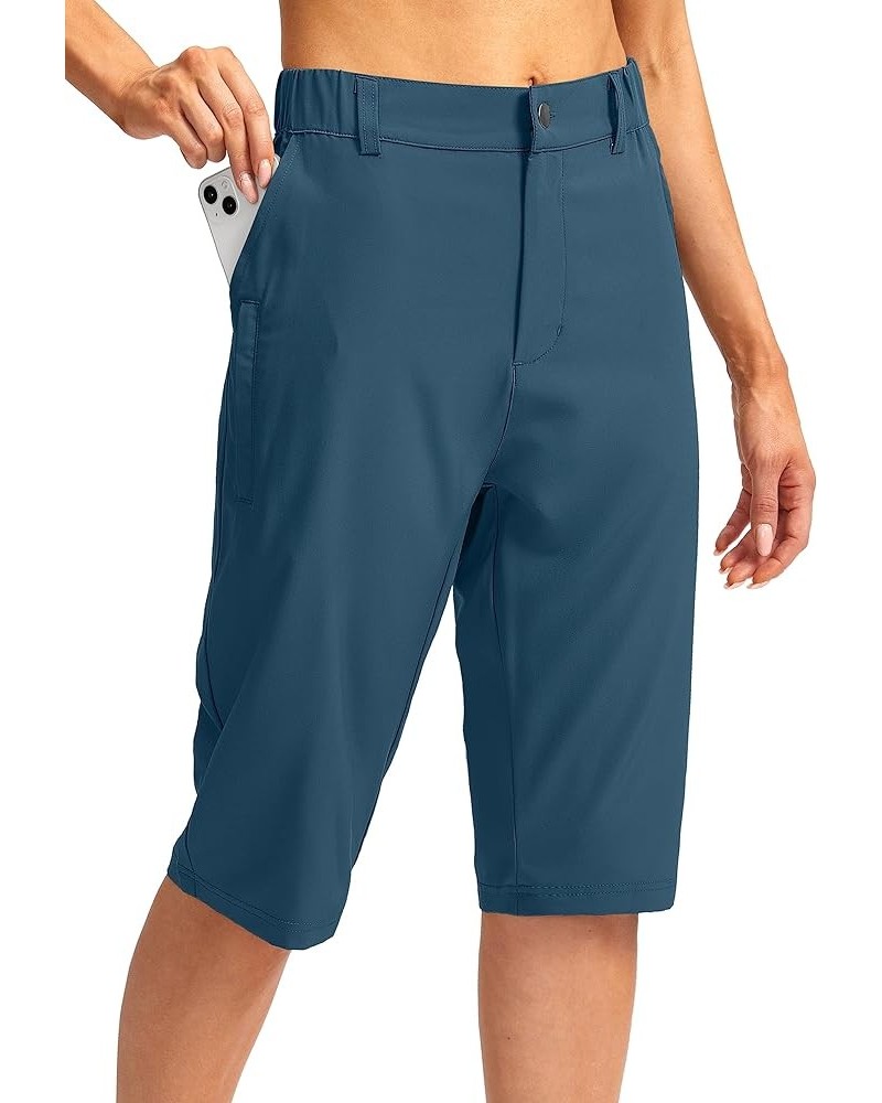 Women's Long Hiking Cargo Shorts 13" Knee Length Lightweight Quick Dry Bermuda Shorts for Women with 5 Pockets Dusty Blue $17...
