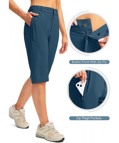 Women's Long Hiking Cargo Shorts 13" Knee Length Lightweight Quick Dry Bermuda Shorts for Women with 5 Pockets Dusty Blue $17...