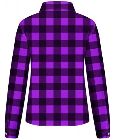 Womens Plaid Button Down Shirts Dressy Casual Long Sleeve Blouses Fashion Business Office Work Tops 2023 Purple2 $4.39 Sleep ...