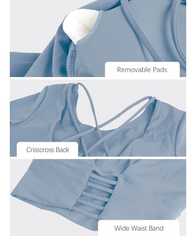Women Long Sleeve Workout Tops Backless Yoga Gym Shirts Athletic Crop Top with Removable Padding & Thumb Hole Short Sleeves-g...