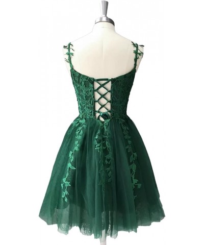 Spaghetti Strap Short Prom Dresses for Teens A Line Applique Tulle Homecoming Dress Blue $35.09 Dresses