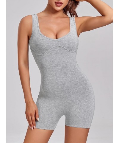 Sweetheart Neckline Rompers for Women One Piece Jumpsuits Shorts Backless Top Sleeveless Bodysuit Gray $14.52 Jumpsuits