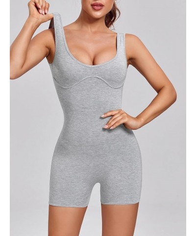 Sweetheart Neckline Rompers for Women One Piece Jumpsuits Shorts Backless Top Sleeveless Bodysuit Gray $14.52 Jumpsuits