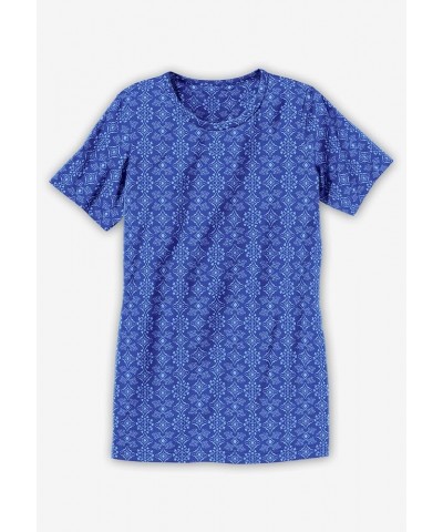 Women's Plus Size Perfect Printed Short-Sleeve Crewneck Tee Shirt White Multi Mini Stripe $12.59 T-Shirts