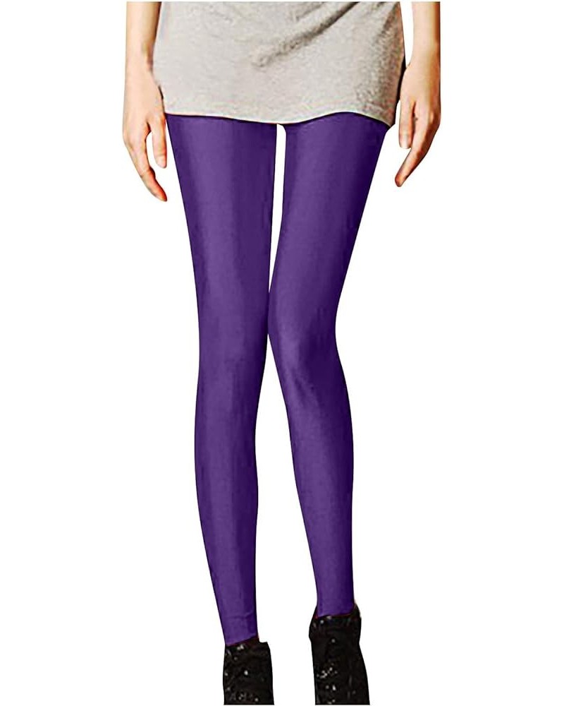 Women Leggings Fashion Neon Stretch Bodycon Skinny Shiny Leggings Pants Many Colors Soft Bodycon Ninth Pants 07 Purple $4.22 ...