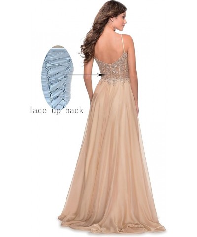 Women's V-Neck Prom Dress Slit Long Lace Appliques Formal Evening Party Gowns Chiffon PR003 Royal Blue $42.39 Dresses