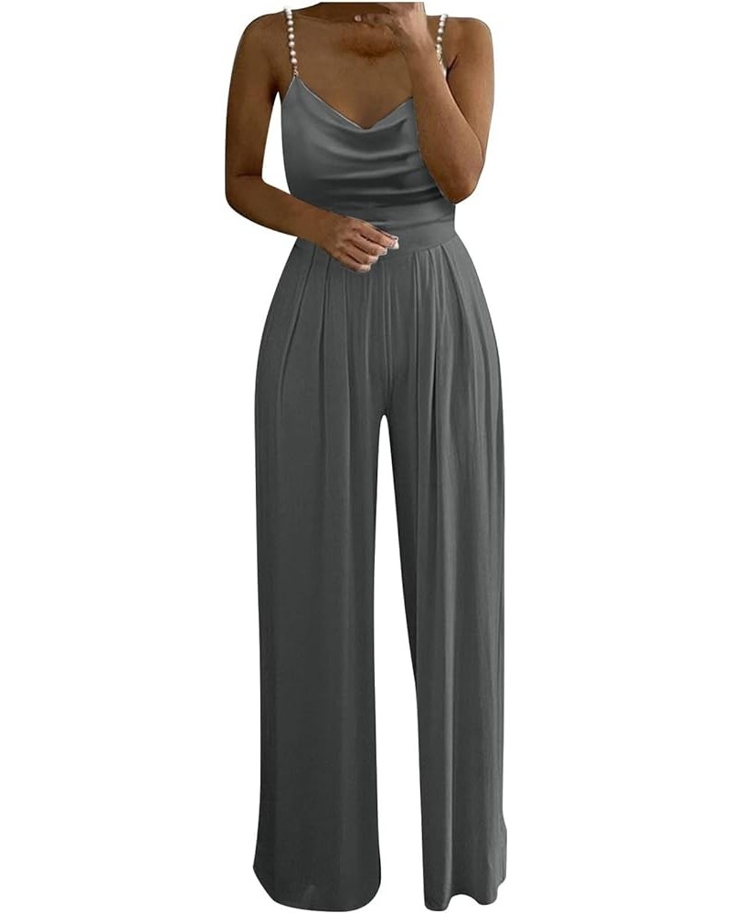 Women Sexy Rhinestones Jumpsuits Strappy Sleeveless Rompers Wide Leg High Waisted Pants Elegant Dressy Jumpsuits Dark Gray_06...