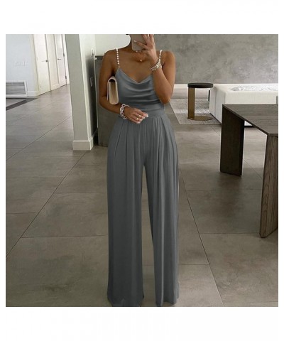 Women Sexy Rhinestones Jumpsuits Strappy Sleeveless Rompers Wide Leg High Waisted Pants Elegant Dressy Jumpsuits Dark Gray_06...