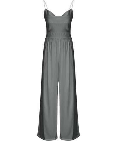Women Sexy Rhinestones Jumpsuits Strappy Sleeveless Rompers Wide Leg High Waisted Pants Elegant Dressy Jumpsuits Dark Gray_06...