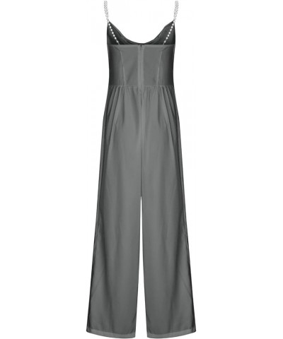 Women Sexy Rhinestones Jumpsuits Strappy Sleeveless Rompers Wide Leg High Waisted Pants Elegant Dressy Jumpsuits Dark Gray_06...