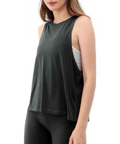 3-Pack Loose Tank Tops for Women Sleeveless Gym Athletic Workout Tops Yoga Shirts Heather Charcoal+warm Tan+black (Long) $13....