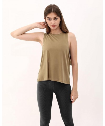 3-Pack Loose Tank Tops for Women Sleeveless Gym Athletic Workout Tops Yoga Shirts Heather Charcoal+warm Tan+black (Long) $13....