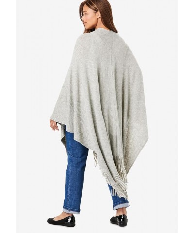Women's Plus Size Fringed Cape Sweater Pine $20.68 Sweaters