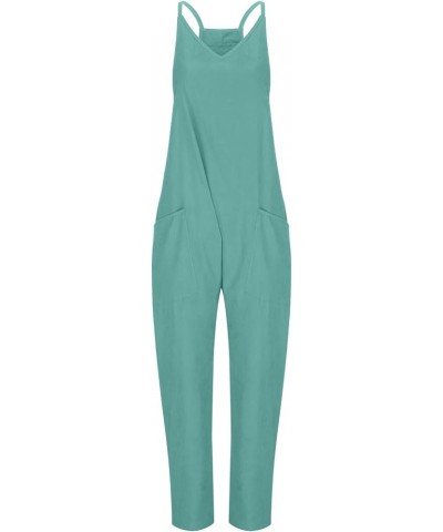 Womens Jumpsuits Casual Summer Spaghetti Strap Sleeveless Baggy Fashion Overalls Long Pant Rompers with Pockets Mint Green $8...