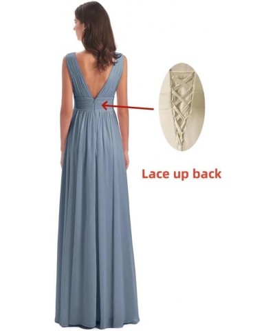 Women's Chiffon Bridesmaid Dresses with Sleeveless Empire Waist Deep V Neck Formal Evening Party Dress with Slit Aqua Blue $1...