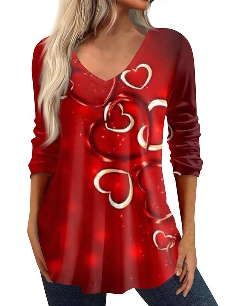 Tops for Women Trendy,Women's Retro Print Graphic Tees Blouses Casual Plus Size Basic Tops Vermilion-2 $14.07 Activewear