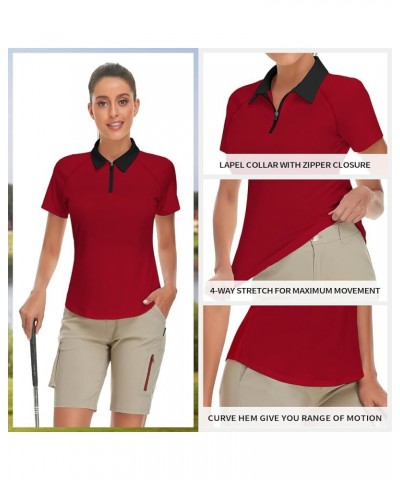 Women's Short Sleeve Golf Shirt Moisture Wicking Athletic Golf Polo Shirts Tennis Shirts Dry Fit Solid Red $17.00 Shirts