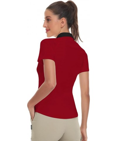 Women's Short Sleeve Golf Shirt Moisture Wicking Athletic Golf Polo Shirts Tennis Shirts Dry Fit Solid Red $17.00 Shirts