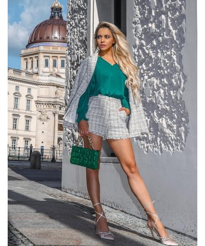 Casual Tops for Women 2023 Puff Long Sleeve Pleated V Neck Tunic Loose Fit Ladies Work Blouse Green $11.67 Blouses