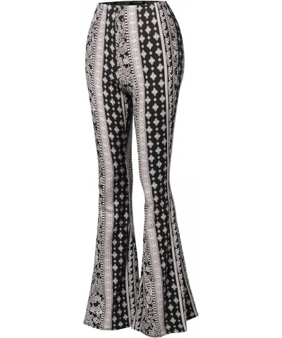 Women's Stretchy Wide Leg High Waist Bell Bottom Flare Pants with Plus Size Spa001_multiblack $13.74 Pants