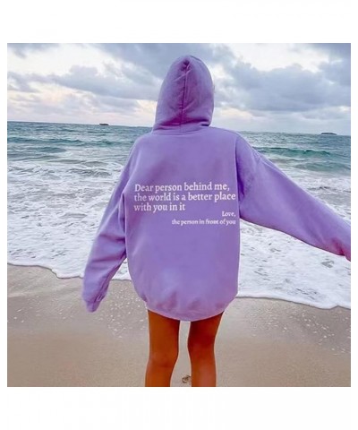Dear Person Behind Me Hoodies for Women, Fleece Long Sleeve Print Hoodie Sweatshirts Drop Shoulder Pullover Fall Clothes 0105...