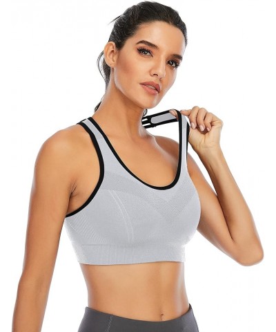 Women's Sports Bras High Impact Strappy Sports Bra Seamless Padded Sports Bra Yoga Bras Workout Bra Activewear Bra Lightgrey ...